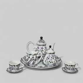 Vintage Lefton "Violet Chintz" Porcelain Breakfast Set