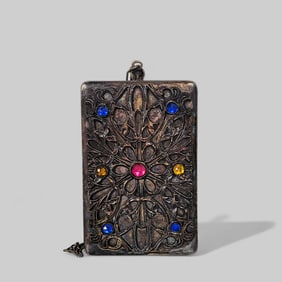 Silver and Semi Precious Stone Cigarette Case