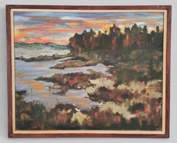 Michael Scott (Attribution) Oil, Wooded Lake Scene