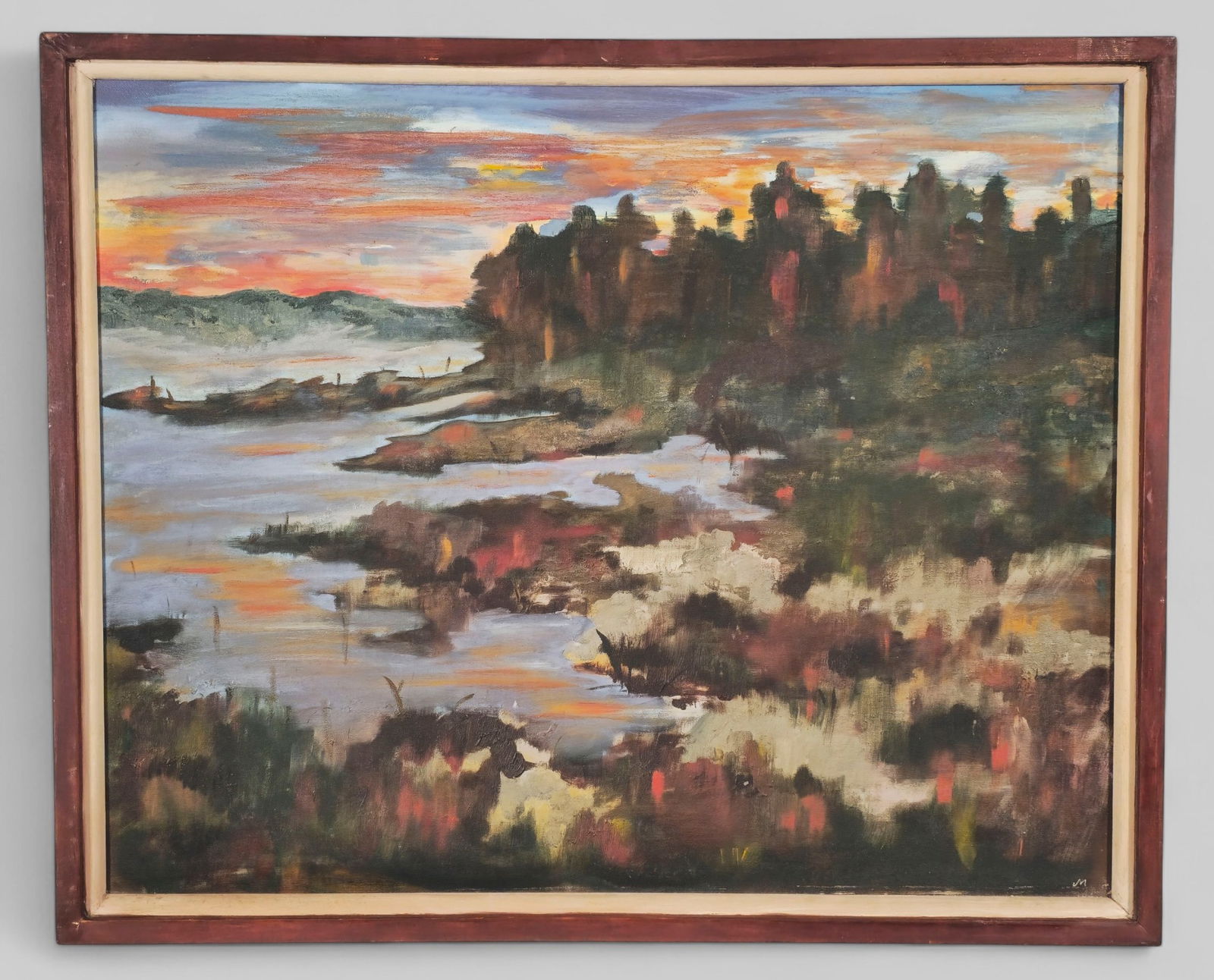 Michael Scott (Attribution) Oil, Wooded Lake Scene (1 of 12)