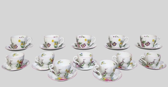 Spode "Marlborough Sprays" Porcelain Cups and Saucers