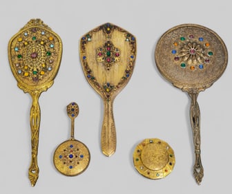 Assembled Art Nouveau Gilt Filagree Dresser Accessories
