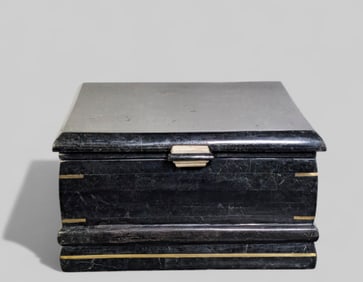 Maitland Smith Tessellated Stone Hinged Lid Jewelry Box