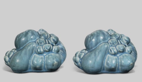 Shirayamadani Rookwood Pottery Fruit Bookends, #6580
