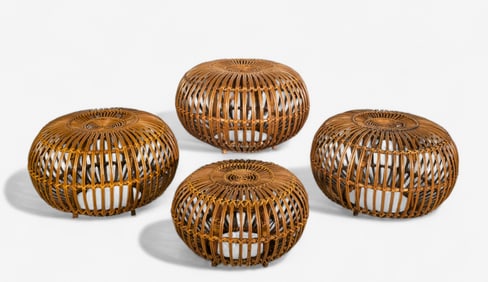 Franco Albini Style Rattan Ottomans