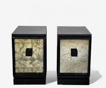 James Mont Style Mirrored Ebony Cabinets/ Nightstands