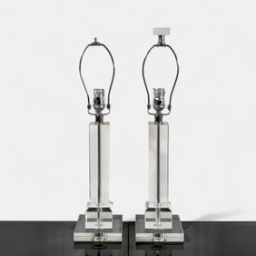 Mid-Century Modern Lucite and Chrome Table Lamps