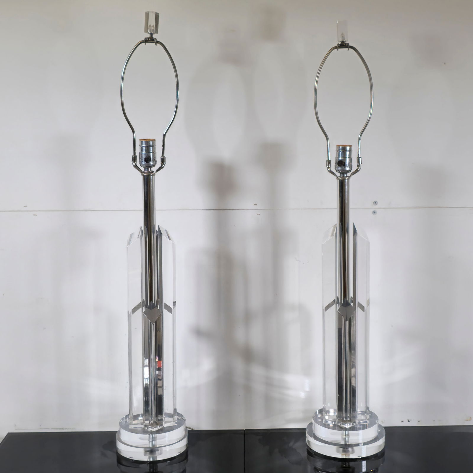 Ritts Astrolite Co. Pillar Skyscraper Lucite Table Lamps (1 of 6)