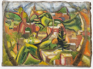 Salah Yousri Oil Cubist Landscape