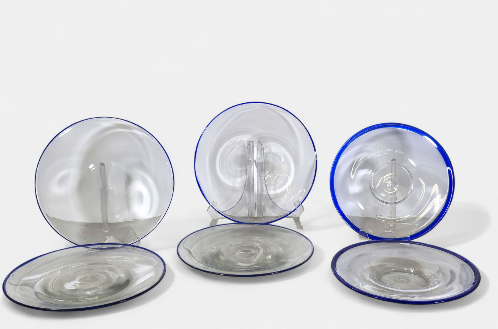 MCM Clear Glass Plates with Cobalt Blue Rim (1 of 6)