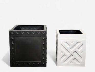 Pair of Modern Metal Garden Planters