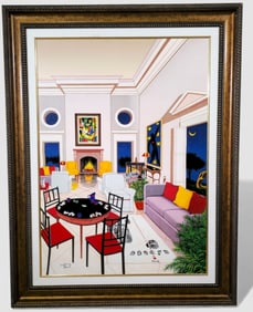 Fanch Ledan "Le Salon Matisse" Serigraph on Canvas with Hand Embellishment