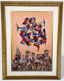 Anatole Krasnyansky " Celebration II"  S erigraph in Color on Woven Paper