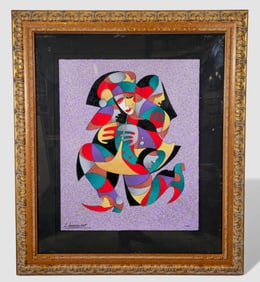 Anatole Krasnyansky " Running Jester"  Serigraph in Color on Woven Paper