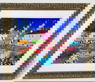 Fanch Ledan "After Hours in Paris" Serigraph in Color on Woven Paper