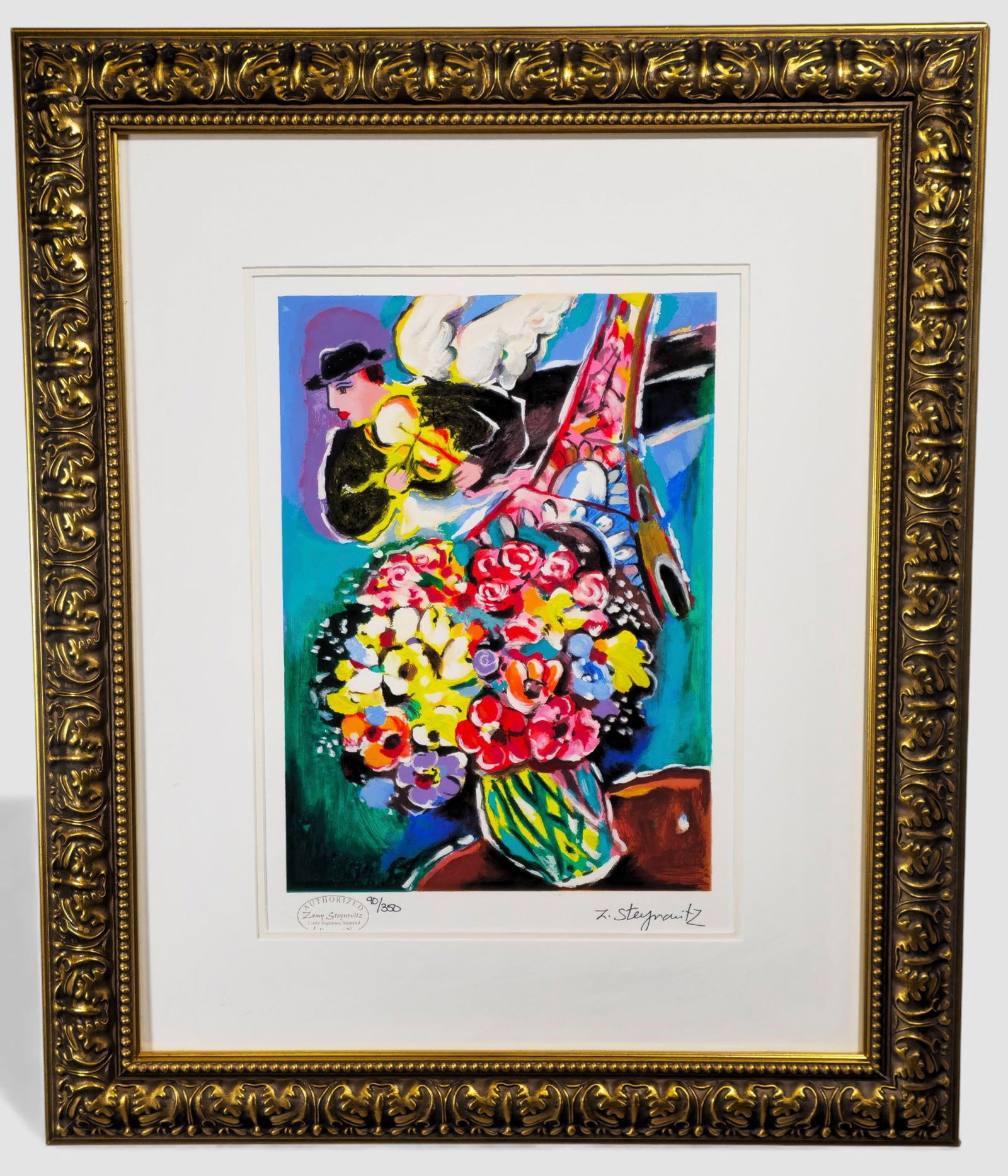Zamy Steynovitz "Angel at Night" Serigraph in Color on Woven Paper (1 of 10)