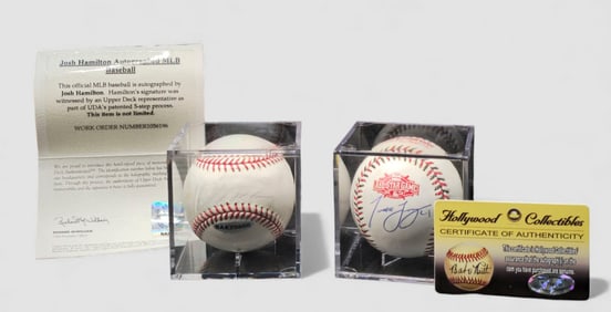 Josh Hamilton and Todd Fraizer Autographed Baseballs