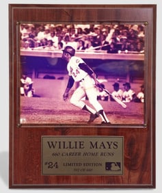 Willie Mays Autographed Limited Edition Plaque