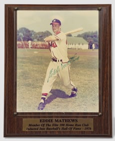Eddie Mathews Autographed Photograph Plaque