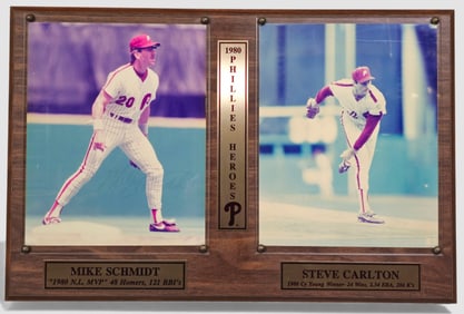 Mike Schmidt & Steve Carlton Autographed Dual Plaque