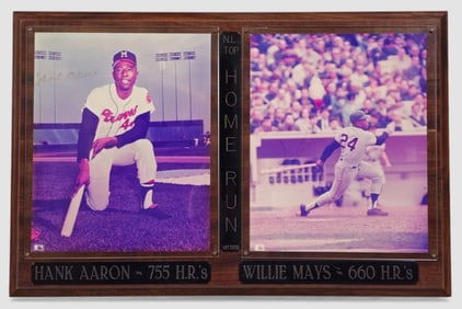 Hank Aaron & Willie Mays Dual Autographed “NL Top Home Run Hitters" Plaque