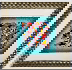 Anatole Krasnyansky "Faces of Joy" Serigraph on Woven Paper