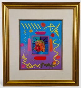 Peter Max "Liberty Head" Mixed Media on Paper