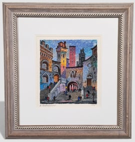 Anatole Krasnyansky "San Giminiano Italy"  Hand Signed Serigraph
