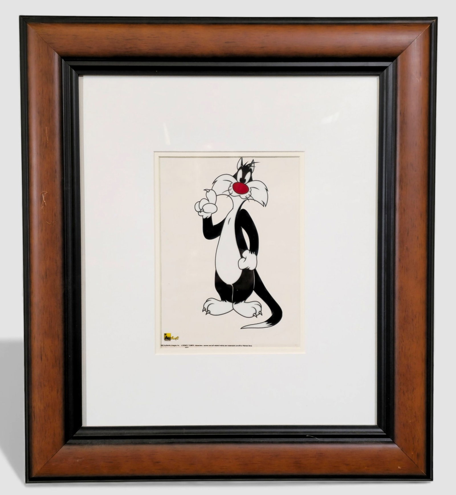 Authentic Images, limited edition Sericel “Sylvester" 2002: Authentic Images, Sylvester, 2002 Sericel depicting Sylvester the Cat standing upright with a smug, plotting expression—classic posture and bright Looney Tunes coloration. Produced under license fro