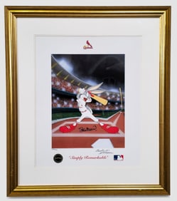Charles McKimson autographed offset lithograph “Simply Remarkable" St. Louis Cardinals