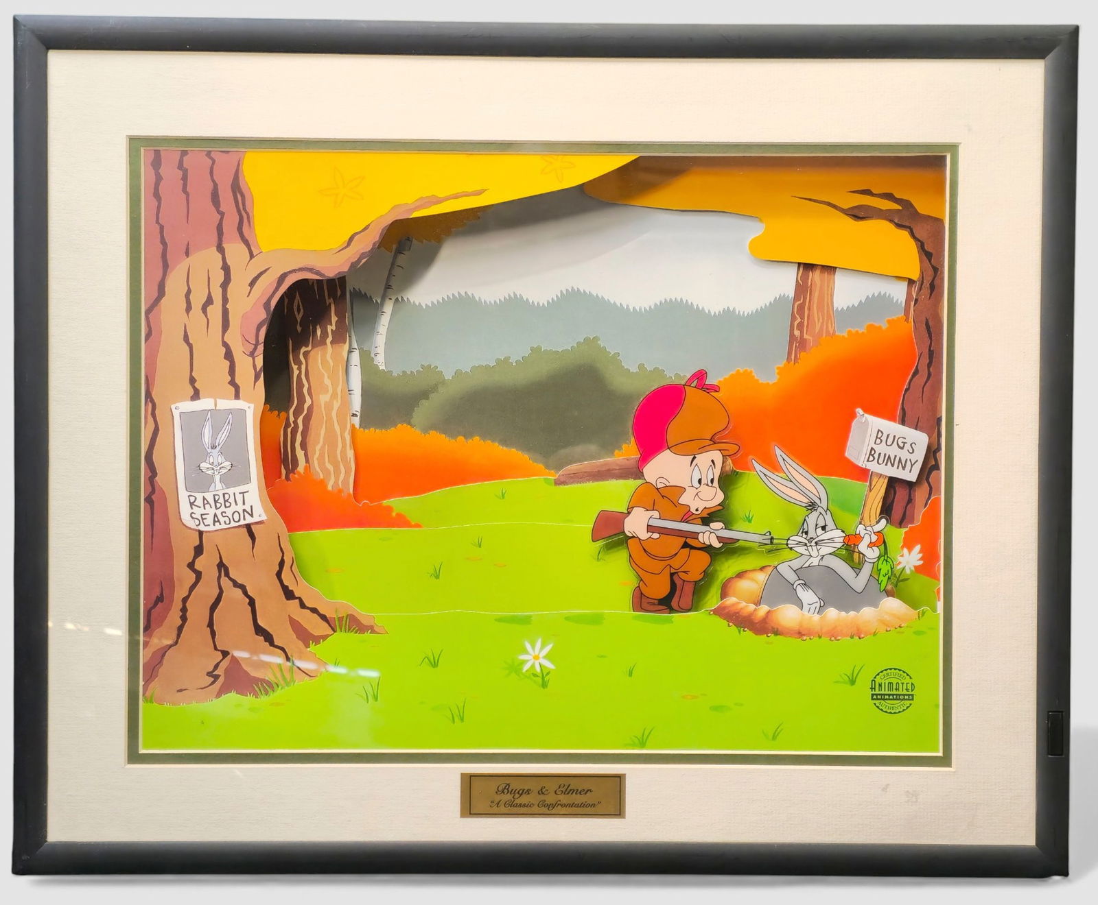 Warner Bros. autographed animation artwork “Bugs & Elmer: A Classic Confrontation" 3-D (1 of 6)