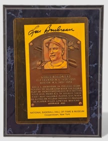 Lou Boudreau autographed – Hall of Fame Plaque Display