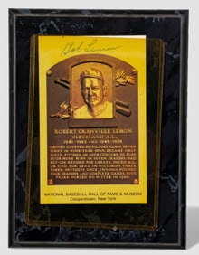 Autographed Robert “Bob" Lemon Hall of Fame Plaque