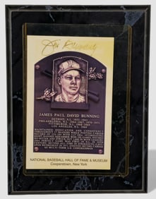 Jim Bunning – autographed Hall of Fame plaque reproduction