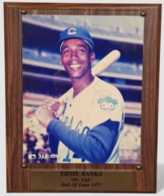 Ernie Banks – “Mr. Cub" Hall of Fame 1977 Autographed Plaque