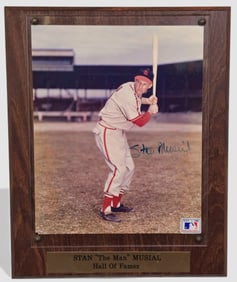 Stan “The Man" Musial – Hall of Famer autographed photographic plaque