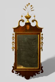 Federal Mahogany & Giltwood Inlaid Mirror, New York 1790-1810