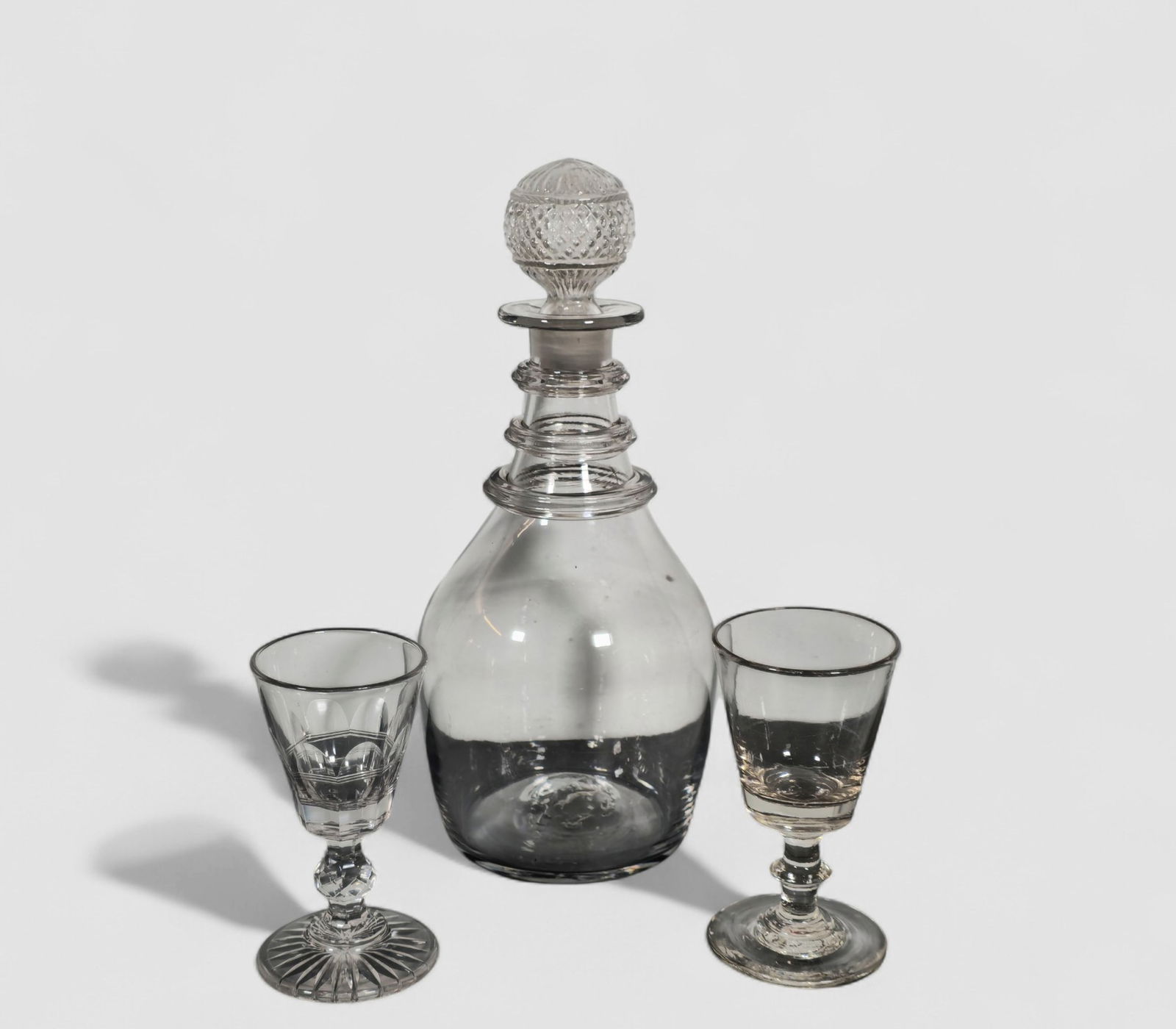 Ring Blown Glass Decanters Original Stoppers Attributed to Boston and Sandwich Co. (1 of 15)