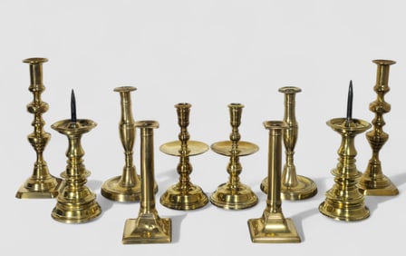 Assembled 19th Century Brass Candlesticks