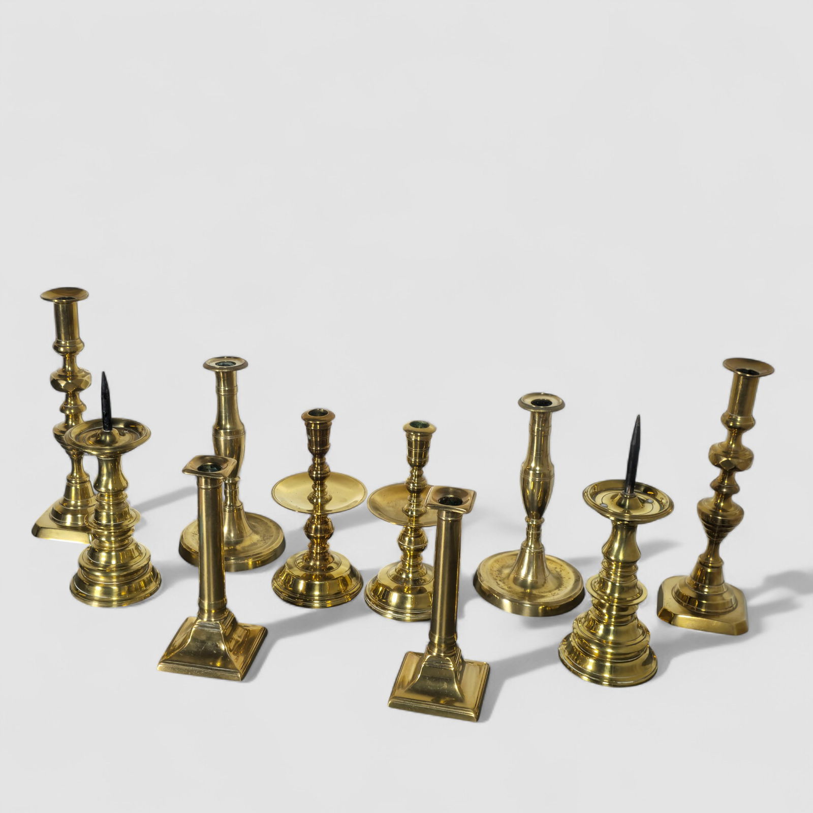 Assembled 19th Century Brass Candlesticks - 3