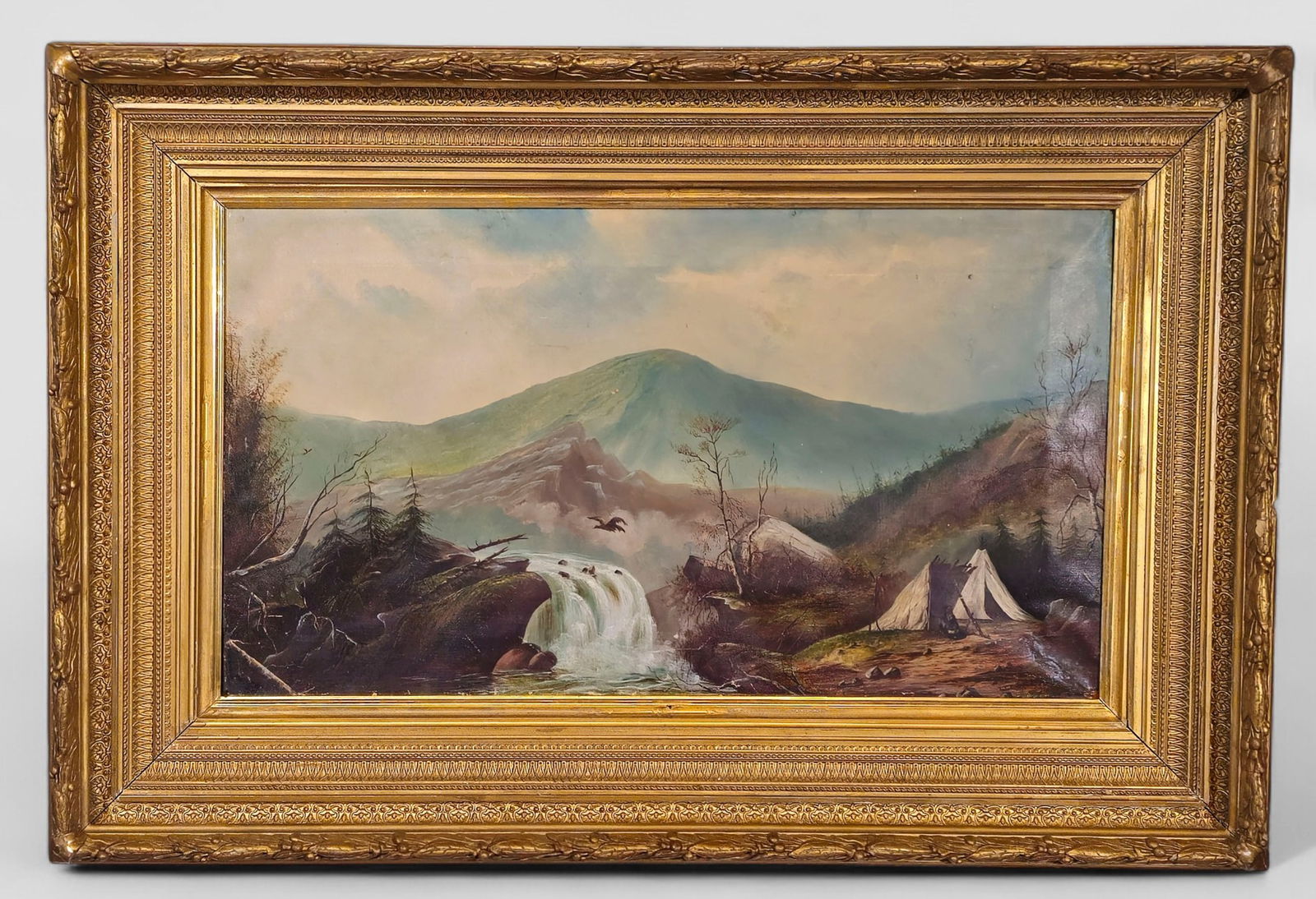 Folk Art Indian Camp Oil (1 of 12)