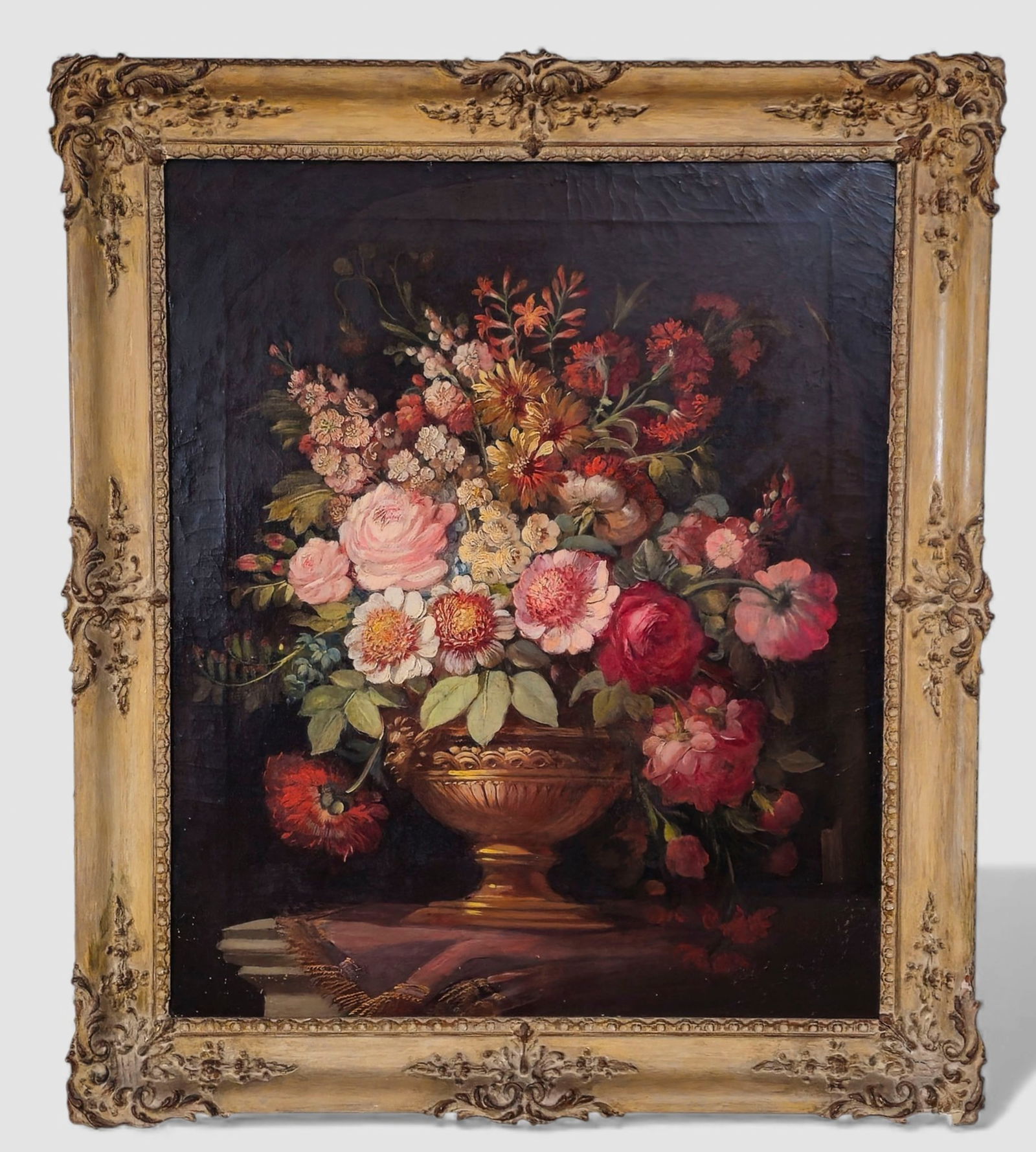 After Jan Van Huysum, Dutch School: After Jan Van Huysum, Dutch School. Oil, floral still life Jan Van Huysum (1682-1749, Holland, Netherlands) Oil on canvas, circa 1780. Painted 31 years after Van Huysum passing. Well done floral