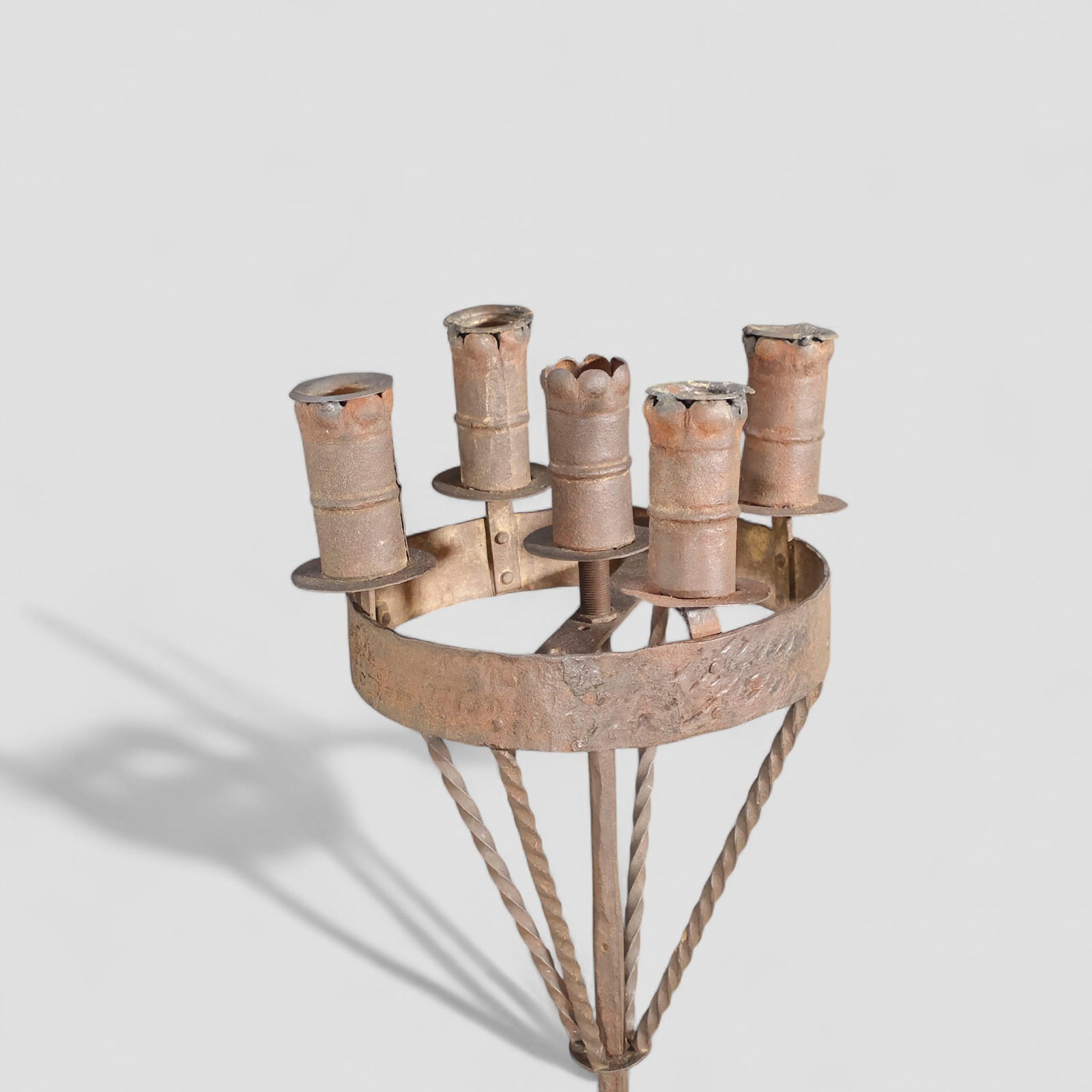 Samuel Yellin Attribution Five Branch Floor Candlestick - 2