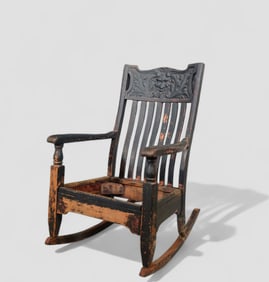 Man in the Mountain Ebonized Oak Rocking Chair