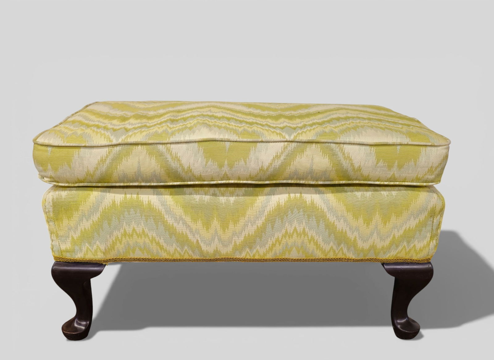 20th Century Mahogany Queen Anne Style Upholstered Ottoman/ Bench (1 of 9)