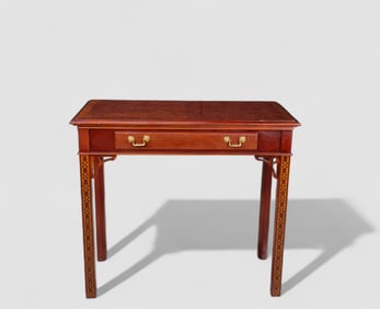 Hickory Chair Co. Burl Walnut and Mahogany Console Table