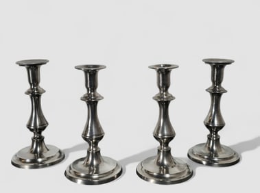 19th Century Homan Cincinnati Pewter Candlesticks