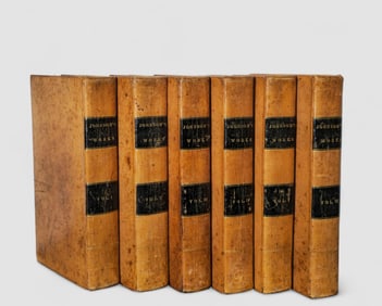 6 leather volumes of The Work of Samuel Johnson
