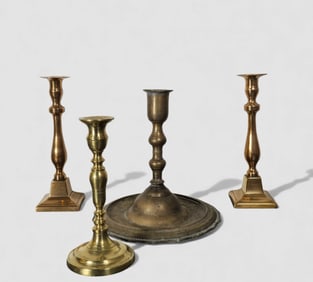 Assembled 17th and 18th Century Brass Candlesticks
