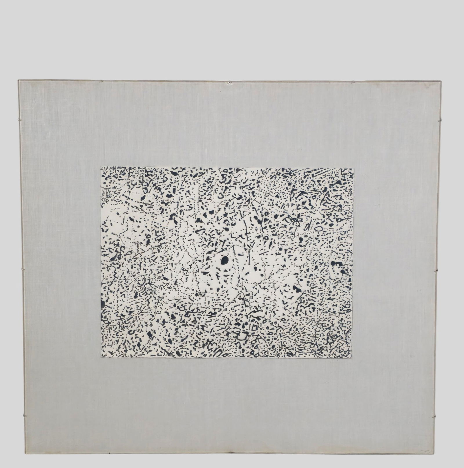 Jean Dubuffet India Ink on Paper: Jean Dubuffet (1901-1985, France) India ink on paper, "Paysage." Dated 1960. Signed and dated upper left. Cordier and Warren Gallery label to verso. Size - 9 1/4 x 12. Frame - 18 x 20. Provenance: The